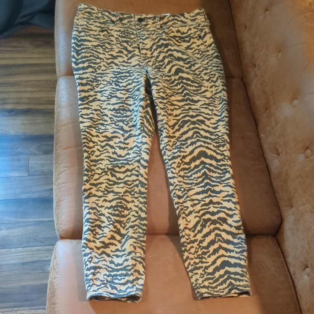 Good American Zebra Print Ankle Pants - Black and Tan